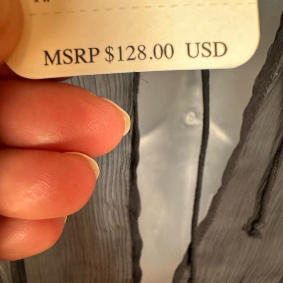 Free People Black Sheer Blouse with White Embroidery- Size Small- NWT - Picture 6 of 9